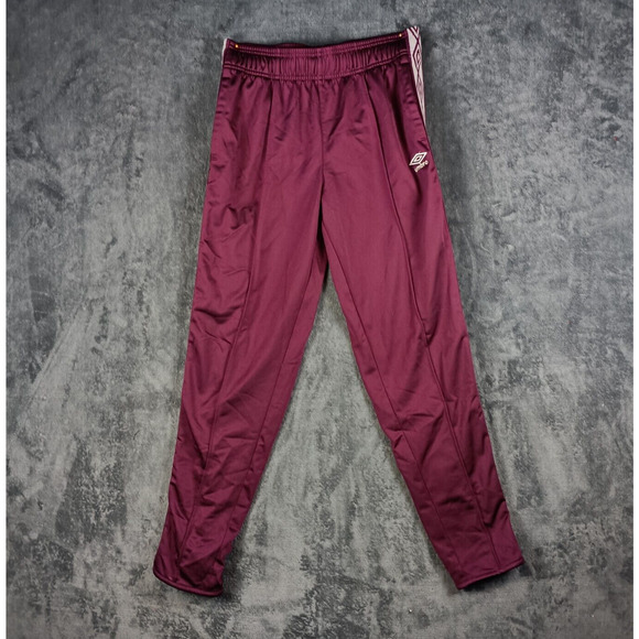 Umbro Track Pants Women Small Burgundy Logo Zip Ankle Y2K - Picture 2 of 9